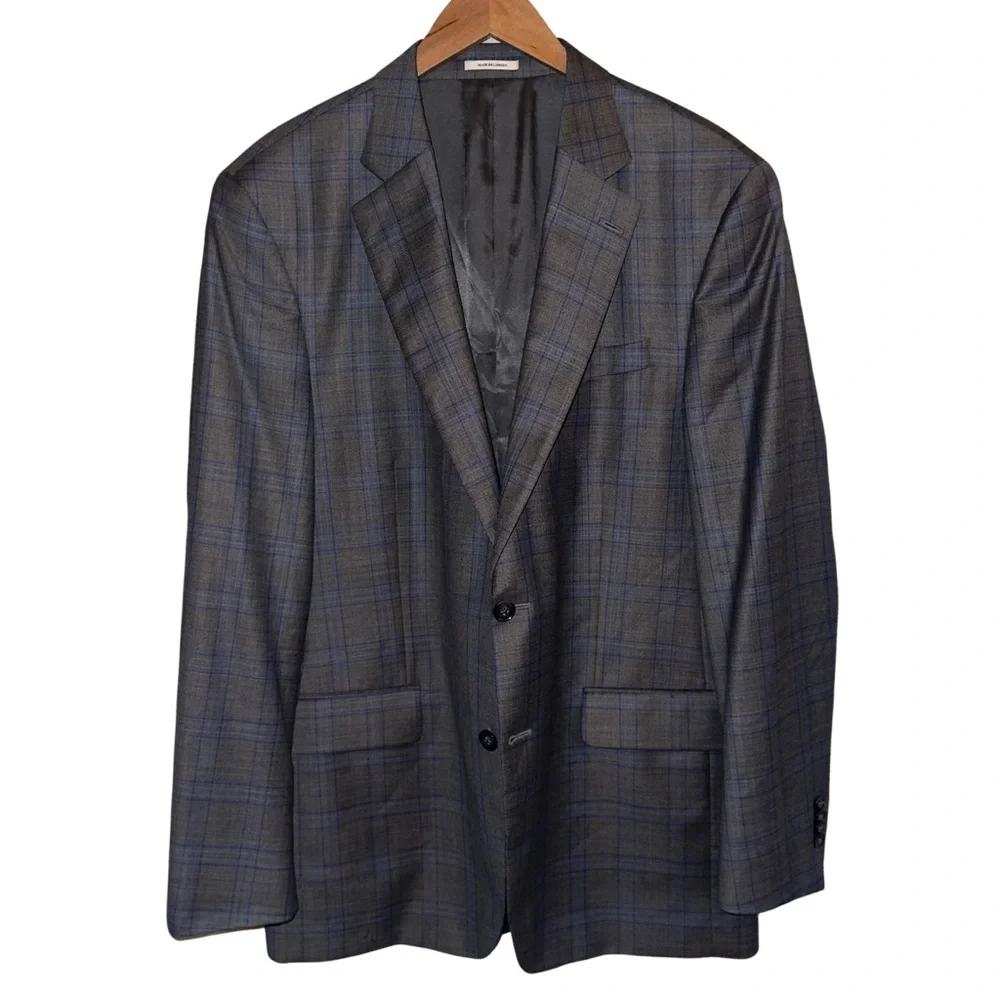 Peter Millar Crown Crafted Wool Blazer Windowpane Plaid Made in Canada - Picture 5 of 12